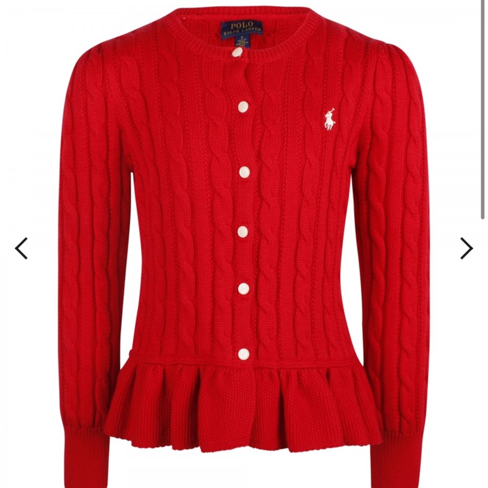 Polo Ralph Lauren ruffle hem cardigan (color red)
